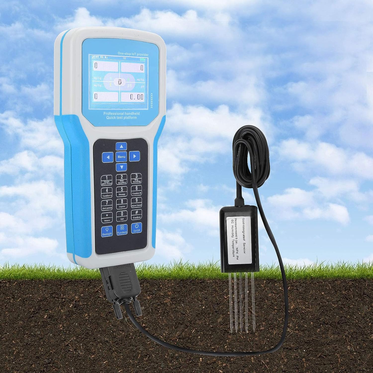 Универсальный прибор для измерения параметров почвы (РН, ЕС, NPK, температуры и влажности) JXBS-3001